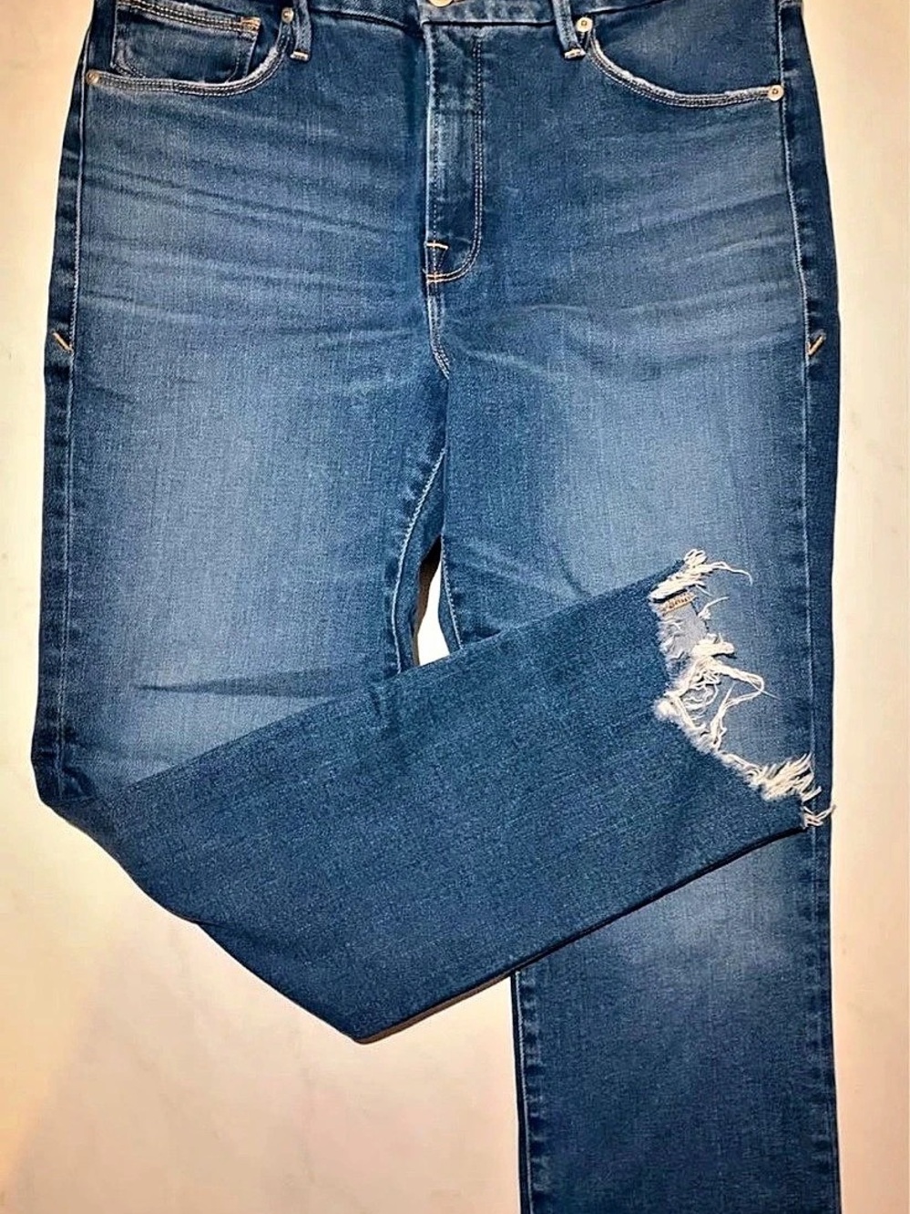 Good American Good 90's Cross Waist Jeans Blue Waist 12/31